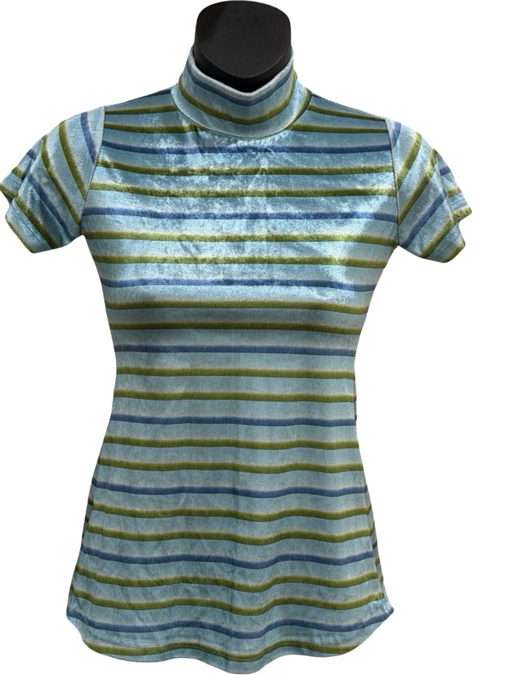 Y2K Xhilaration Striped Velour Turtleneck Top
